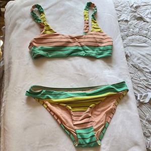 Trina Turk Gold Striped Two Piece